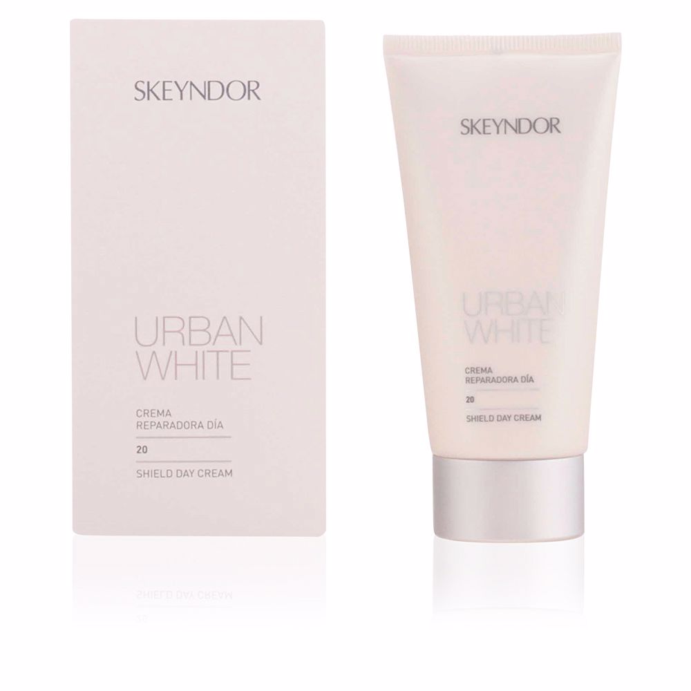SkeyndorUrbanWhiteShieldDayCream50ml Jar of Skeyndor Urban White Shield Day Cream by Skeyndor, a lightweight cream indicated for pollution protection and radiance.