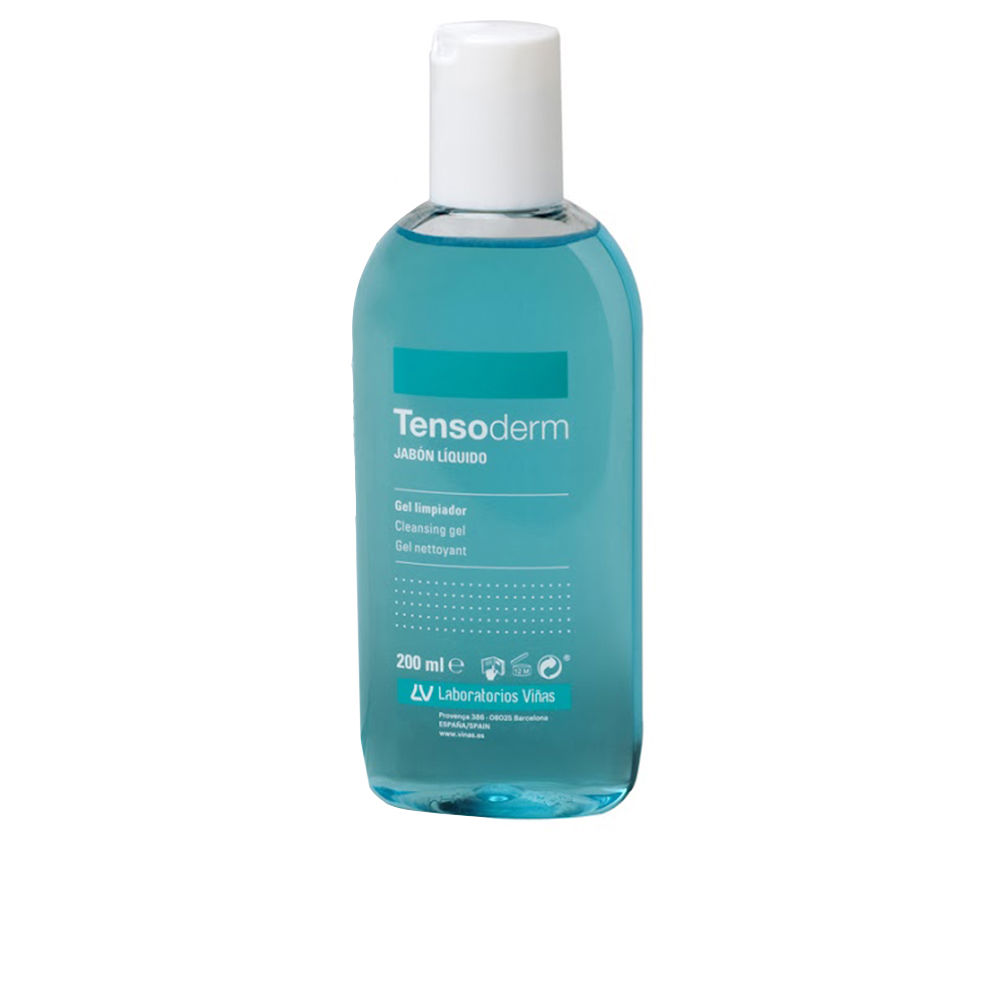 TensodermLiquidSoap200ml Bottle of Tensoderm Liquid Soap by Tensoderm, a foaming gel soap indicated for gentle cleansing and maintaining hydration.