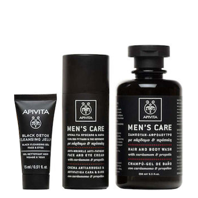 Apivita It's a Man's World Set Face & Body Delights Box of Apivita Its a Mans World Set Face & Body Delights by Apivita, a care set indicated for detoxifying mens skin.