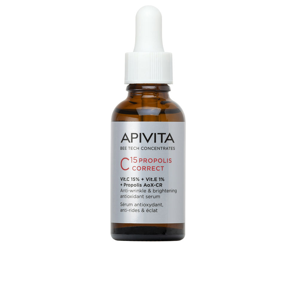 ApivitaC15PropolisCorrectAntioxidantSerum30ml Bottle of Apivita C15 Propolis Correct Antioxidant Serum by Apivita, a fluid serum indicated for antioxidant protection and radiance.
