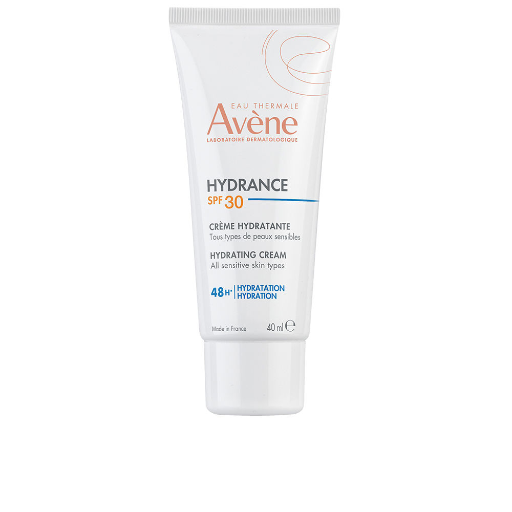 AvèneHydranceSPF30HydratingCream40ml Tube of Avène Hydrance SPF30 Hydrating Cream by Avène, a velvety cream for hydration and broad spectrum sun protection.