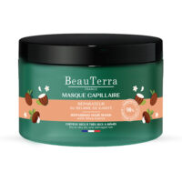 Jar  of  Beauterra  Repairing  Hair  Mask  by  Beauterra,  a  repairing  mask  indicated  for  dry,  curly,  or  frizzy  hair.