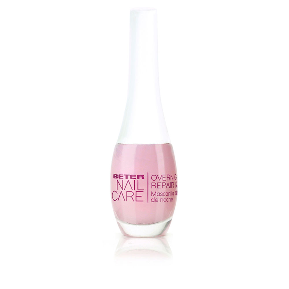 BeterNailCareOvernightRepairMask11ml Bottle of Beter Nail Care Overnight Repair Mask by Beter, a nourishing polish indicated for repairing damaged nails.
