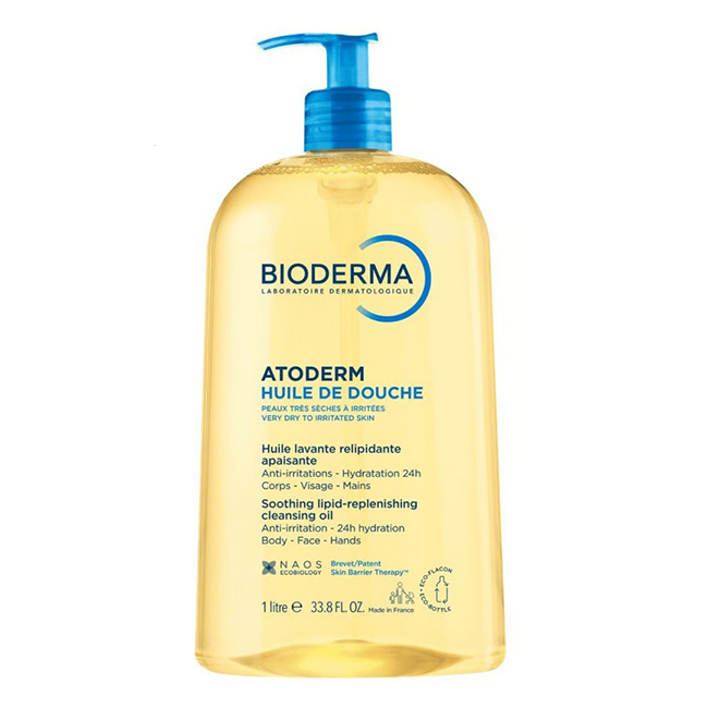 BiodermaAtodermShowerOil1000ml Bottle of Bioderma Atoderm Shower Oil by Bioderma, a shower oil indicated for nourishing and soothing irritated body skin.