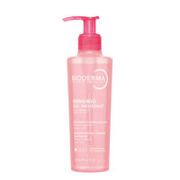 Bottle  of  Bioderma  Sensibio  Gel  Moussant  by  Bioderma,  a  cleansing  gel  indicated  for  sensitive  skin  and  irritation.