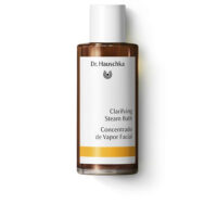 Bottle  of  Dr.  Hauschka  Clarifying  Steam  Bath,  a  soothing  aromatic  liquid  indicated  for  opening  pores  and  purifying  the  skin.