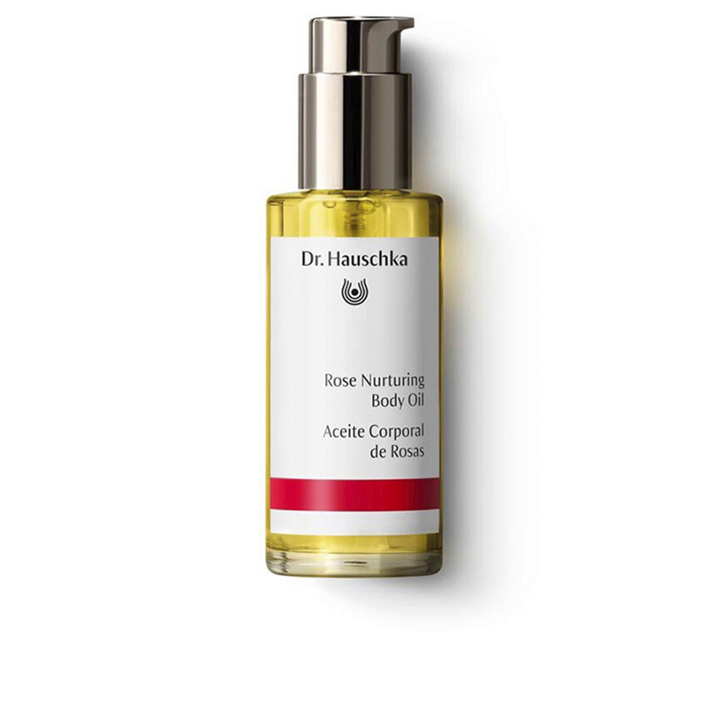 Dr.HauschkaRoseNurturingBodyOil75ml Bottle of Dr. Hauschka Rose Nurturing Body Oil, a lightweight silky oil indicated for deep nourishment and skin smoothness.