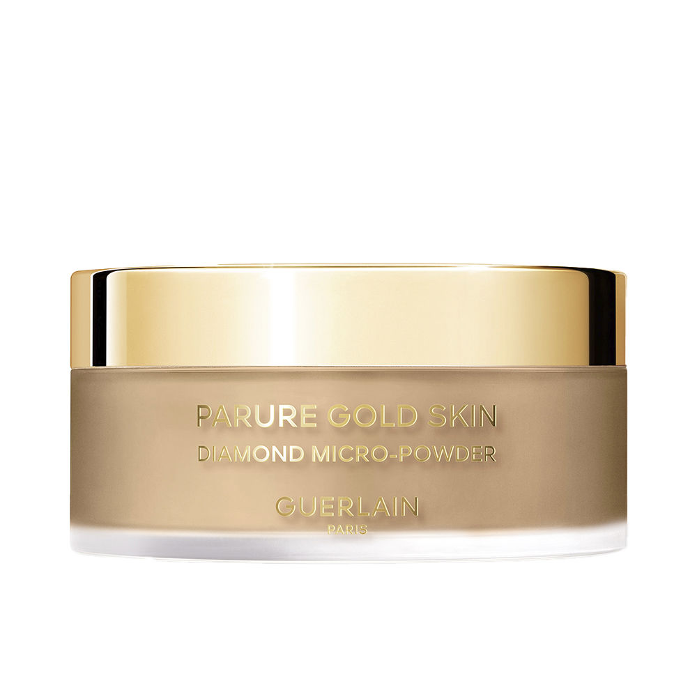 GuerlainParureGoldSkinMicro-PerfectionLoosePowderColor04Deep35g Compact of Guerlain Parure Gold Skin Micro-Perfection Loose Powder, a silky powder indicated for setting makeup and blurring pores.
