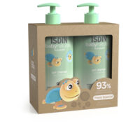 Bottle  of  Isdin  Baby  Naturals  Gel  Shampoo  Set  by  Isdin,  a  gentle  gel  indicated  for  cleansing  baby  skin  and  hair.