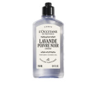 Bottle  of  Lavande  Poivre  Noir  Shower  Gel  by  LOccitane,  a  cleansing  shower  gel  indicated  for  refreshing  and  softening  skin.