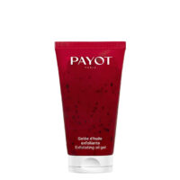Product  container  of  Payot  Nue  Exfoliating  Oil  Gel  Raspberry  by  Payot,  an  oil  gel  indicated  for  gentle  skin  renewal.