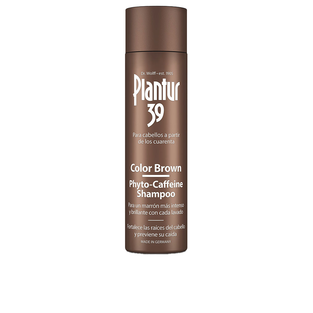 Plantur39Phyto-CaffeineColorBrownShampoo250ml Bottle of Plantur 39 Phyto-Caffeine Color Brown Shampoo 250ml by Plantur 39, a shampoo indicated for maintaining brown hair color.