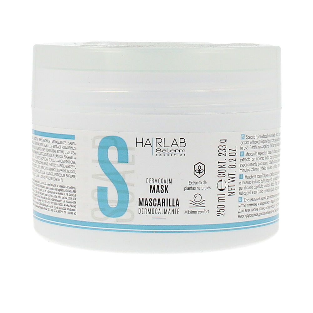 SalermDermocalmTherapyMask250ml Jar of Salerm Dermocalm Therapy Mask by Salerm, a hair mask indicated for soothing and balancing sensitive or irritated scalps.