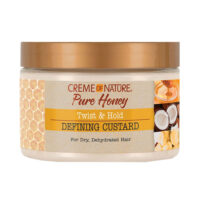 Jar  of  Creme  Of  Nature  Pure  Honey  Moisturizing  Styling  Cream  For  Curls  by  Creme  Of  Nature,  a  cream  indicated  for  defining  curls.