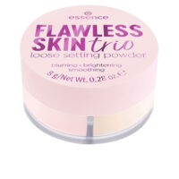 Compact  of  Essence  Flawless  Skin  Loose  Powder  by  Essence,  a  loose  powder  indicated  for  setting  makeup  and  mattifying  the  skin.