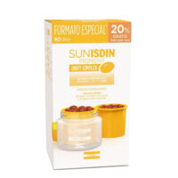 Box  of  Isdin  SunISDIN  Pigment  Unify  Complex  Duo  Capsules  by  Isdin,  a  supplement  indicated  for  protecting  skin  from  UV  damage.