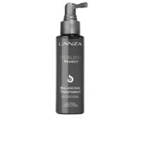 Bottle  of  LAnza  Healing  Remedy  Balancing  Treatment  by  LAnza,  a  scalp  treatment  indicated  for  soothing  irritation  and  balance.