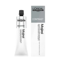 Product  container  of  LOréal  Professionnel  Majirel  Base  Contrast  Booster  by  LOréal,  a  cream  color  for  gray  coverage.