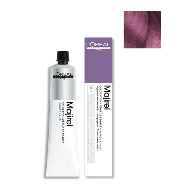 L'OréalProfessionnelMajirelMixBoosterColorViolet60ml Product container of LOréal Professionnel Majirel Mix Booster Color Violet by LOréal, a cream color for gray coverage.
