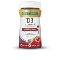Bottle  of  Natures  Bounty  Vitamin  D3  1000IU  Gummies  by  Natures  Bounty,  a  supplement  indicated  for  immunity  and  bone  health.