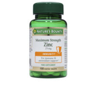 Bottle  of  Natures  Bounty  Zinc  25mg  Coated  Tablets  by  Natures  Bounty,  a  supplement  indicated  for  immune  system  function.