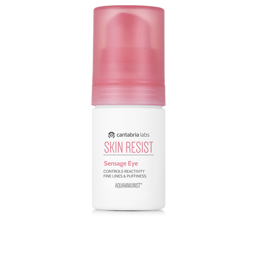 SkinResistSensageEyes15ml Product container of Skin Resist Sensage Eyes by Skin Resist, a velvety serum indicated for reactive eye contour skin.