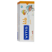Tube  of  Vitis  Kids  Toothpaste  Gel  Cherry  by  Vitis,  a  toothpaste  gel  indicated  for  cleaning  teeth  and  preventing  plaque.