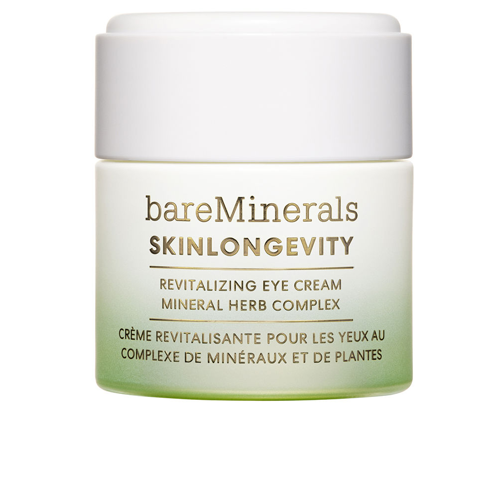BareMineralsSkinlongevityRevitalizingEyeCream15g Jar of Bare Minerals Skinlongevity Revitalizing Eye Cream by Bare Minerals, a cream indicated for reducing fine lines and puffiness.