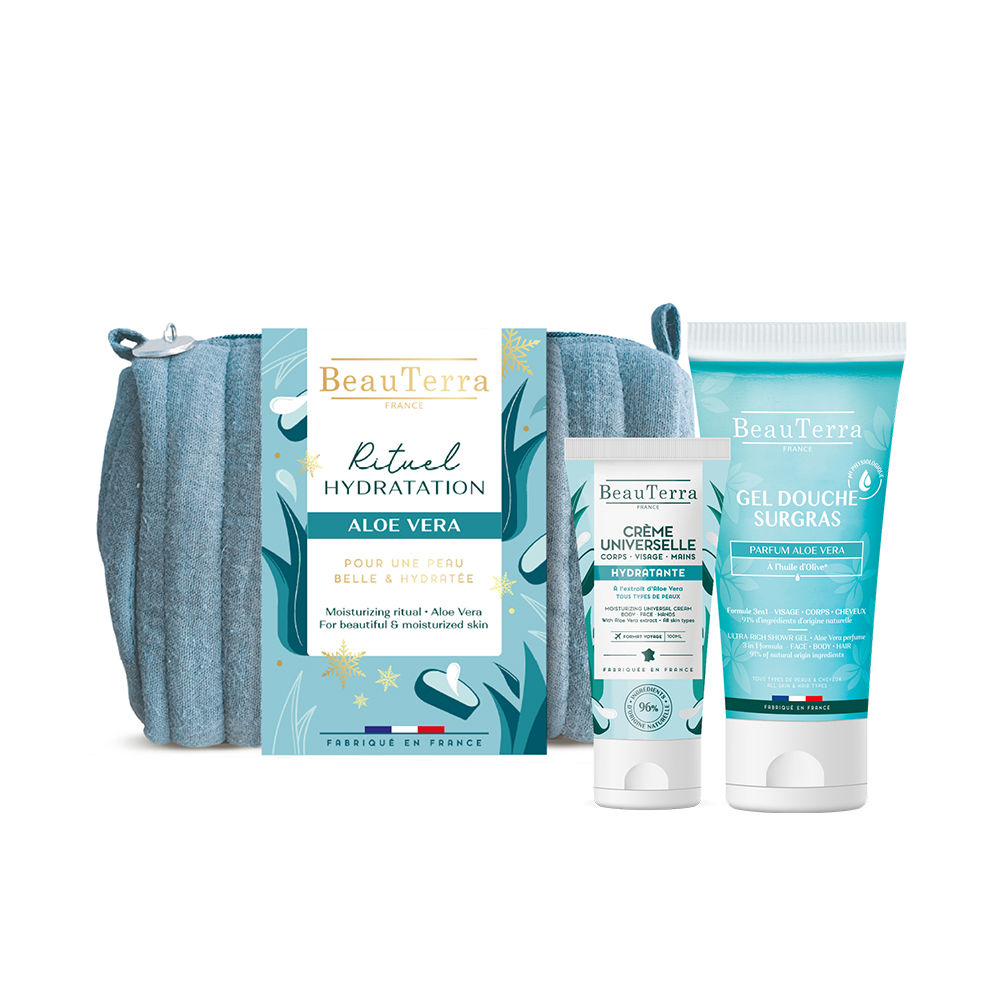 BeauterraMoisturizingRitualAloeVeraSet Product container of Beauterra Moisturizing Ritual Aloe Vera Set by Beauterra, a gift set indicated for skin hydration.