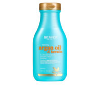 Bottle  of  Beaver  Argan  Oil  And  Keratin  Repairing  Conditioner  by  Beaver,  a  conditioner  indicated  for  damaged  hair  repair.