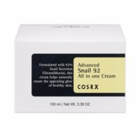 Jar  of  Cosrx  Advanced  Snail  92  All  In  One  Cream  by  Cosrx,  a  repairing  cream  indicated  for  skin  elasticity  and  hydration.