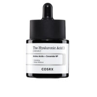 Bottle  of  Cosrx  The  Hyaluronic  Acid  3  Serum  by  Cosrx,  a  hydrating  serum  indicated  for  plumping  and  smoothing  the  skin.
