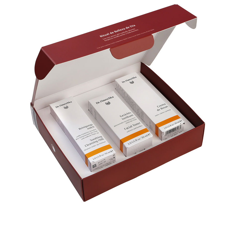Dr.HauschkaRoseDailyBeautyRitualSet Box of Dr. Hauschka Rose Daily Beauty Ritual Set by Dr. Hauschka, a skincare kit indicated for daily hydration and sensitive skin.