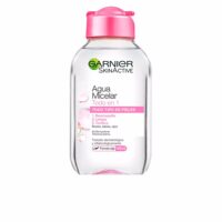 Bottle  of  Garnier  Skin  Naturals  Micellar  Water  All-in-One  by  Garnier,  a  liquid  cleanser  indicated  for  makeup  removal  and  soothing.