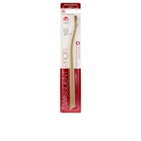 Product  container  of  Swissdent  Whitening  Classic  Toothbrush  #Gold  1  Unit,  a  toothbrush  indicated  for  plaque  removal  and  whitening.