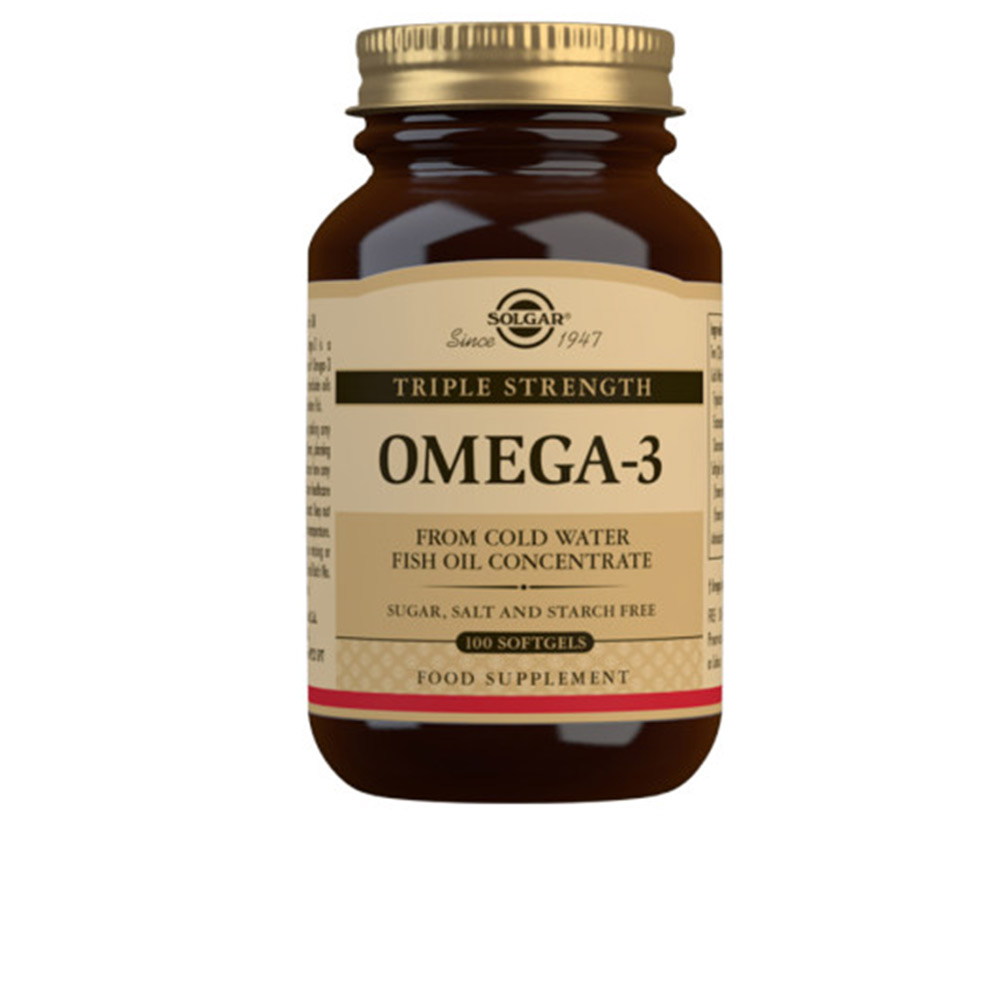 128285-1.jpg Box of Omega-3 Triple Concentracion by Solgar, a softgel supplement indicated for heart, brain, and vision health support.