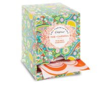 Box  of  The  Capsoul  White  Tea  Mandarin  by  The  Capsoul,  a  pyramid  tea  bag  indicated  for  relaxation  and  antioxidant  protection.