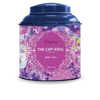 Product  container  of  The  Capsoul  Berry  Cool  Tea  by  The  Capsoul,  a  loose-leaf  infusion  indicated  for  hydration  and  refreshment.