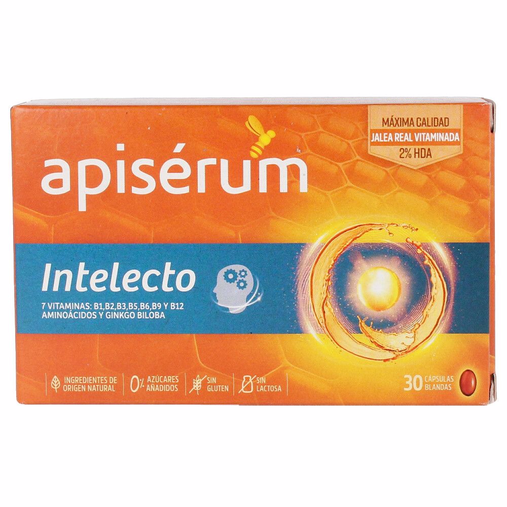 163648.jpg Box of Apisérum Intellect Capsules by Apisérum, a dietary supplement indicated for cognitive function and focus.