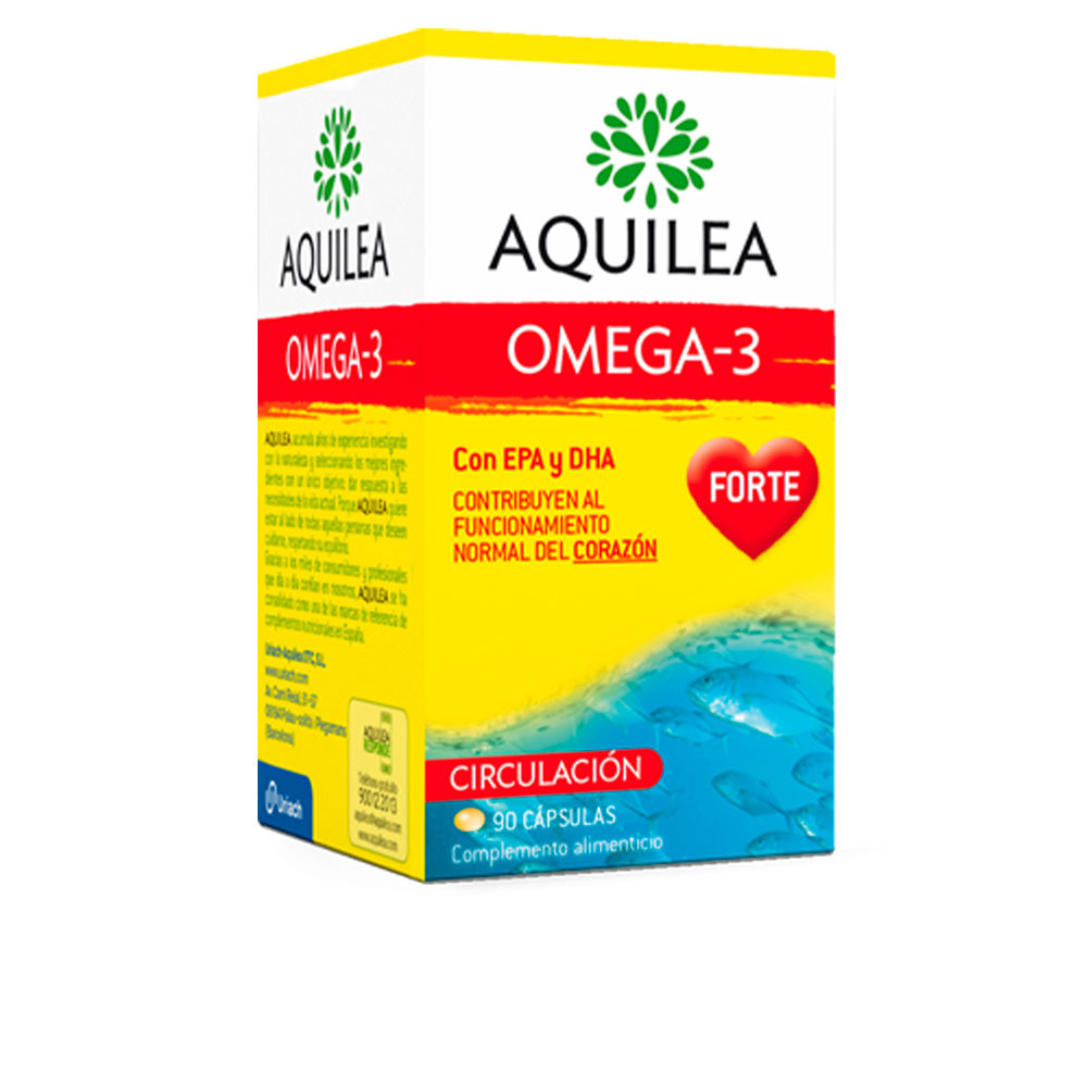 177358.jpg Bottle of Aquilea Omega 3 Forte Capsules 90 units, an omega-3 supplement indicated for heart, brain, and vision health.