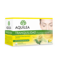 Box  of  Aquilea  Tranquilidad  Infusions  by  Aquilea,  a  herbal  infusion  indicated  for  natural  relaxation  and  stress  reduction.
