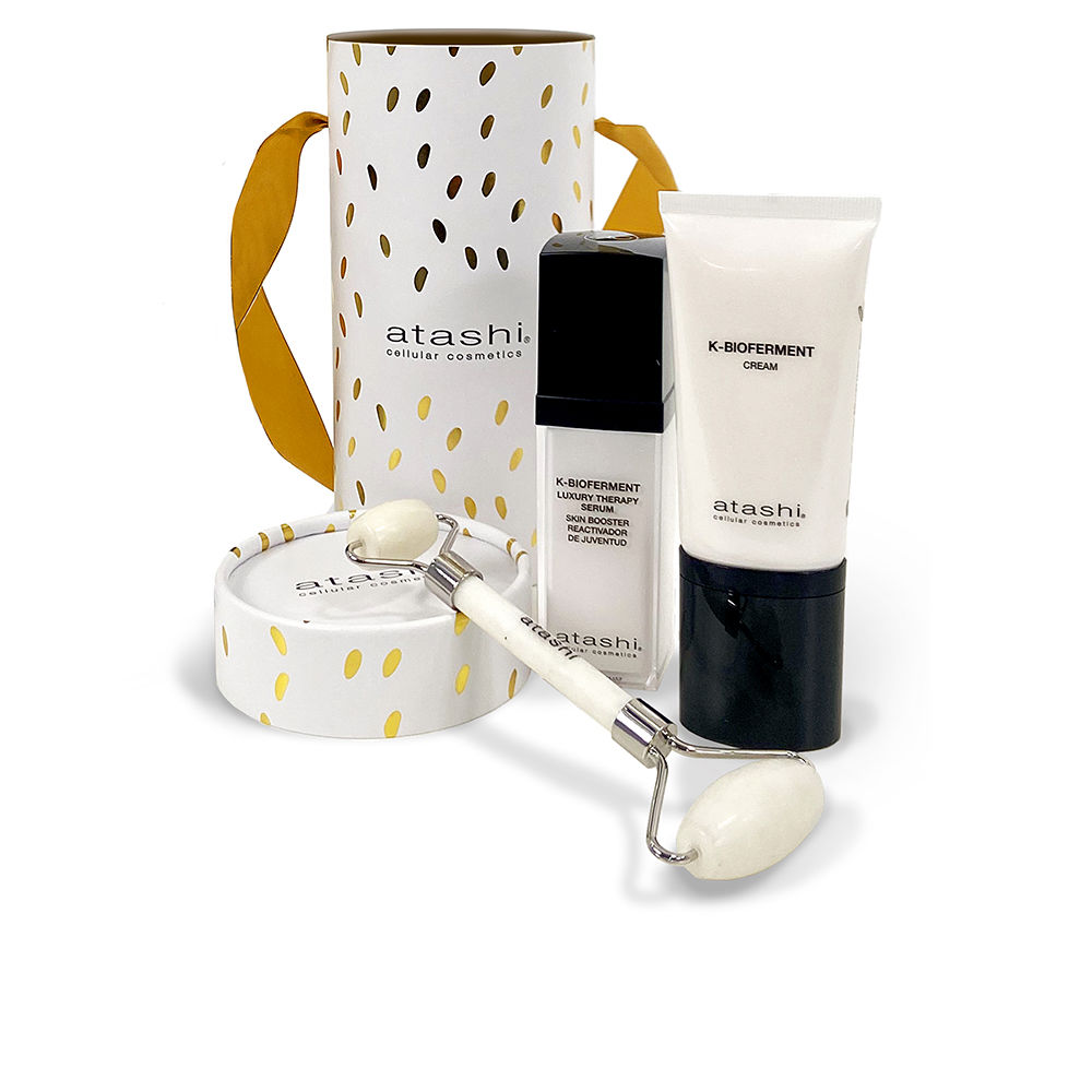 197093.jpg Product container of Atashi K-Bioferment Set by Atashi, an anti-aging set indicated for skin hydration and elasticity.