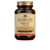 Box  of  Vitamin  D3  4000  IU  by  Solgar,  a  vegetable  capsule  supplement  indicated  for  bone  health  and  immune  system  support.