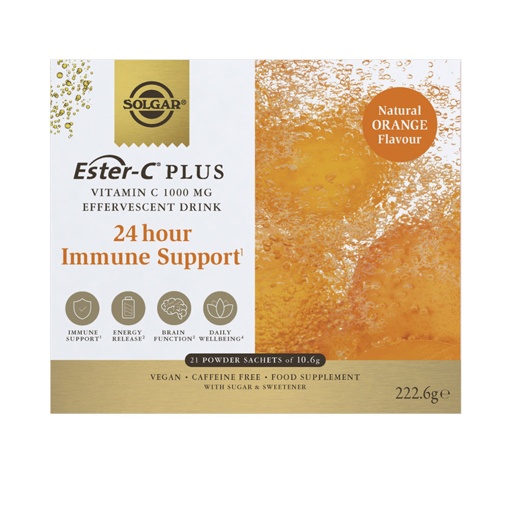 50110190.jpg Box of Solgar Ester-C Plus Vitamin C Effervescent Powder by Solgar, a powder indicated for immune system support.