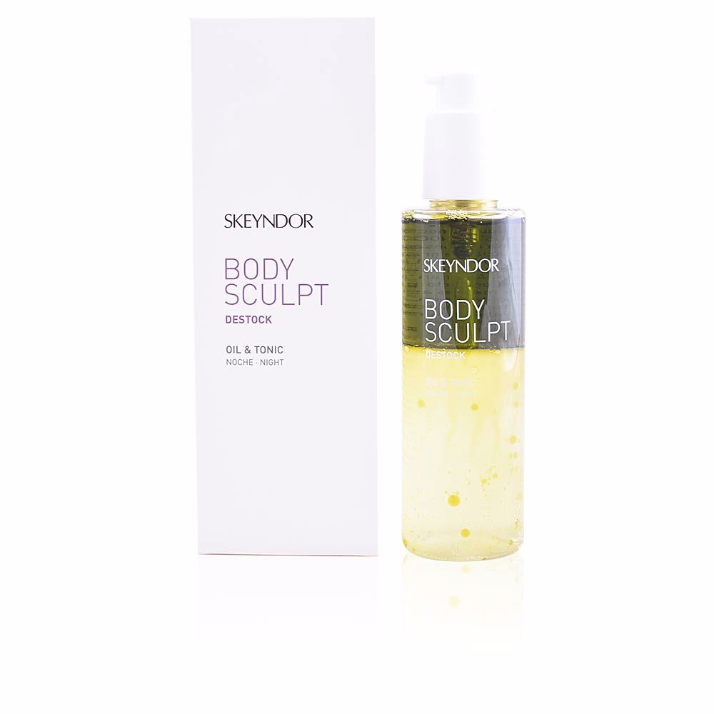 100292.jpg Bottle of Skeyndor Body Sculpt Destock Oil And Tonic Night, a body oil indicated for reducing cellulite and fat.