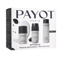 Box  of  Payot  Optimale  Men  Care  Set  by  Payot,  a  skincare  kit  indicated  for  moisturizing,  after-shave  care  and  deodorizing.