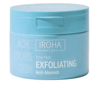 Jar  of  Iroha  Acne  Prone  Skin  Exfoliating  Toner  Pads,  a  pre-soaked  pad  indicated  for  exfoliating  acne-prone  skin.