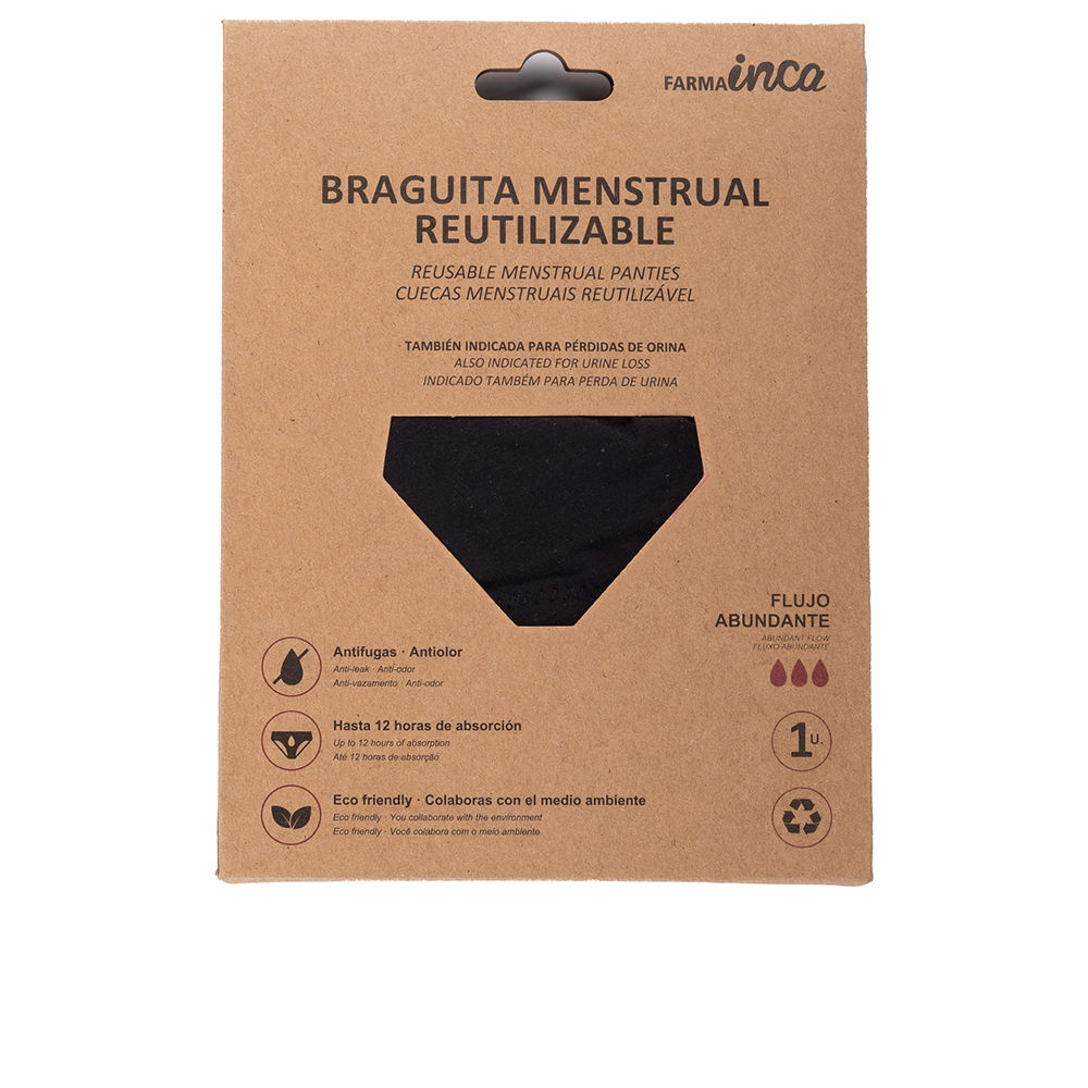 205790-1.jpg Inca Reusable Menstrual Panties Abundant Flow Black Size L x1 - Image 1