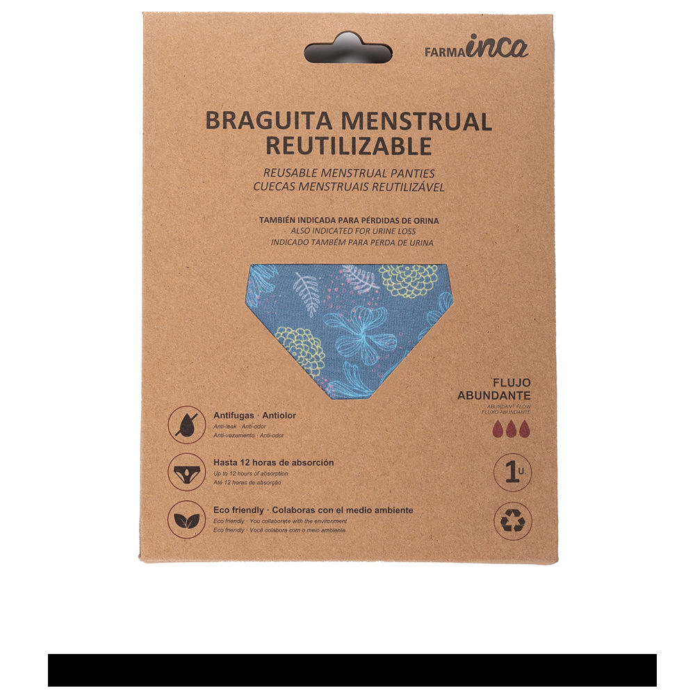 205803-1.jpg Inca Reusable Menstrual Panties Abundant Flow Blue Flowers Size XS x1 - Image 1