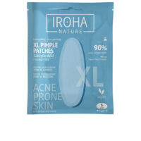 Product  container  of  Iroha  Acne  Prone  Skin  Hydrocolloid  XL  Patches,  a  patch  indicated  for  treating  acne  blemishes.